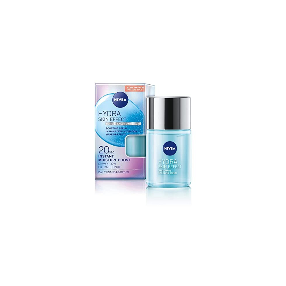 Nivea Hydra Skin Effect Hyaluronic Acid Serum (100Ml), Weighted Face Serum Provides Intense 72H Hydration For Plumped Up And Glowing Skin. 20 Sec. Light