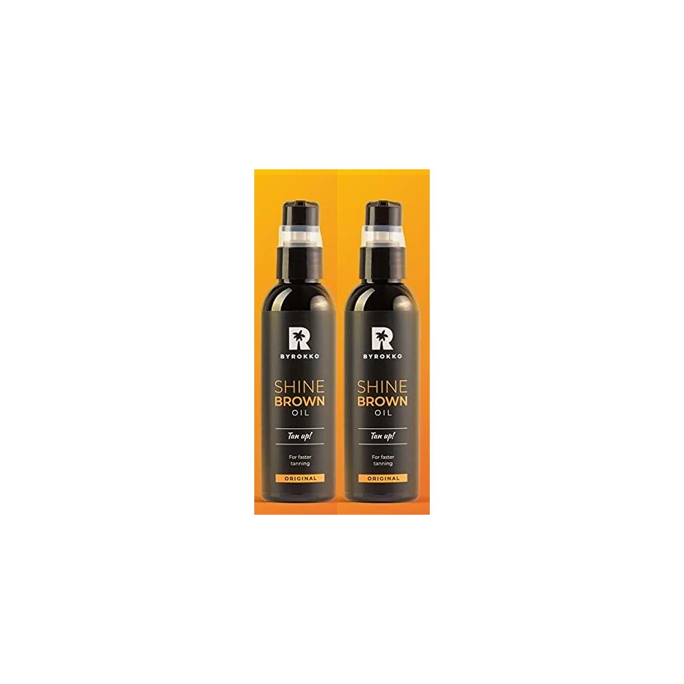 (Pack of 2) Byrokko Shine Brown OIL Premium FAST Tan Accelerator XXL x 150ml SUNBED & SUN, 100% natural oils 2 BOTTLES