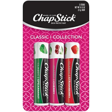 Pack de 3 Bálsamos Labiales ChapStick Clásicos: Menta, Cereza y Fresa - 0.15 Oz Cada Uno
