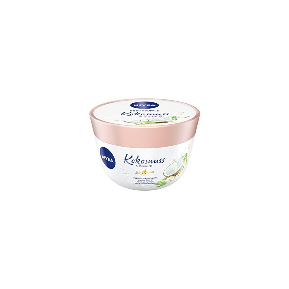 Nivea Body Soufflé Coconut & Monoi Oil (200 Ml), Body Care For 24H Moisture, Lotion For Dry And Very Dry Skin