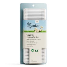 Cotton Swabs Sky Organics per Pelle Sensibile, 100% Puro Certificato GOTS, 375 pz