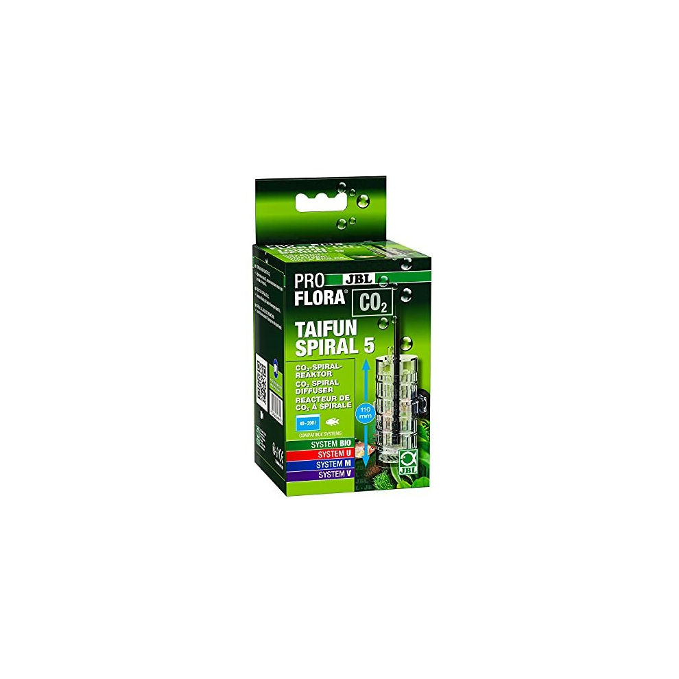 Jbl Proflora Co2 Taifun Spiral 5, Co2 Reactor, For Freshwater Aquariums Including Hose,Transparent / ,200 L Black