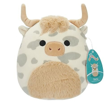 Original 7.5-Inch Borsa the Grey Spotted Highland Cow Small-Sized Ultrasoft Plush