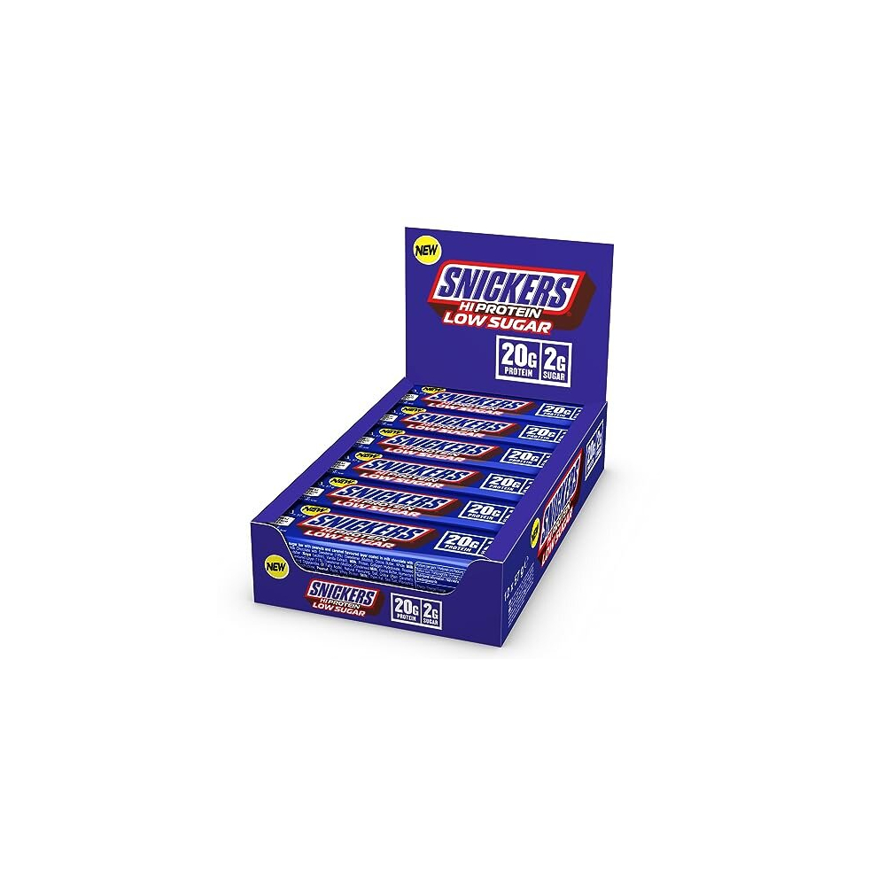Snickers Milk Chocolate Low Sugar Protein Bars (12 X 57G), High Protein Energy Snack, 20G Protein