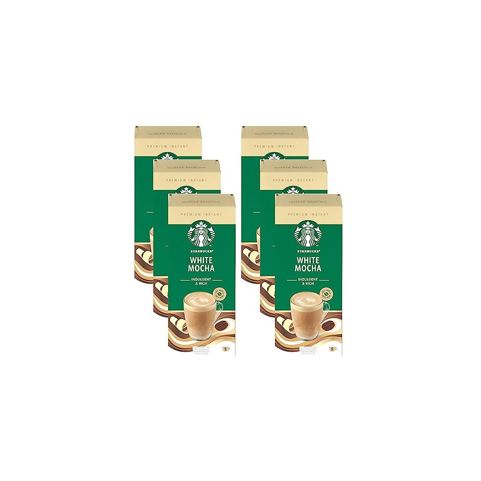 Starbucks Mocha Premium Instant Coffee, 5 Sachets, (Pack Of 6, Total 30 Sachets) White