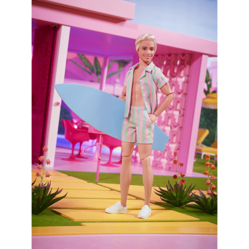 Barbie Barbie Η Ταινία Κούκλα Ken, Συλλεκτική με Σετ Παραλίας Ριγέ Ροζ & Πράσινο 2