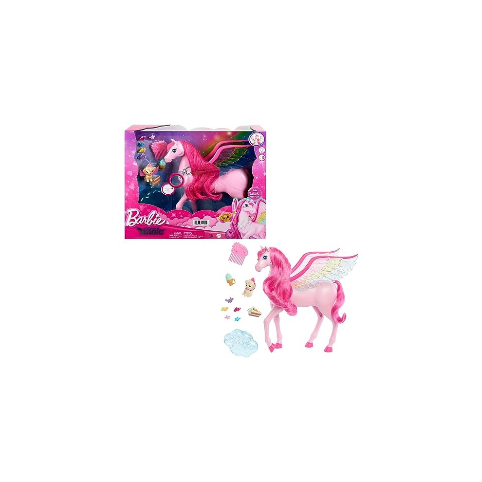 A Touch of Magic Pegasus, Pink Pegasus with Pink Hair and Rainbow Wings, Lights and Sounds, Toy Puppy, 10 Toy Accessories, Toys for Ages 3 and Up, One