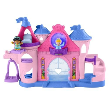 Disney Princess Toddler Playset by Little People, Magical Lights & Dancing Castle Musical Toy with Cinderella & Jasmine Figures, HND55