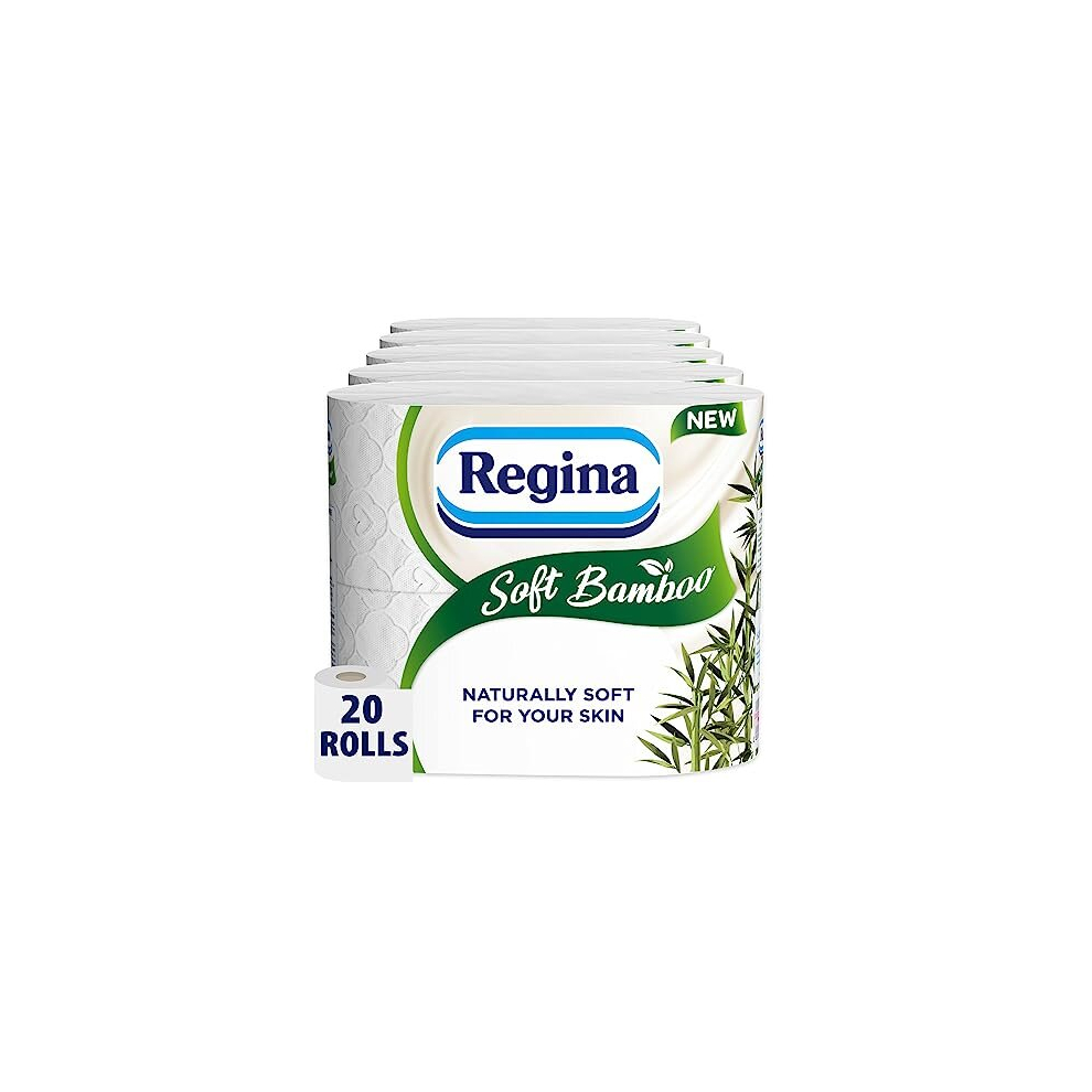 Regina Soft Bamboo - 20 Rolls Of Toilet Tissue 3 Ply, 160 Sheets, Naturally Soft For Your Skin, Toilet Tissue Made With Bamboo Fibers, Paper Packaging, Fsc