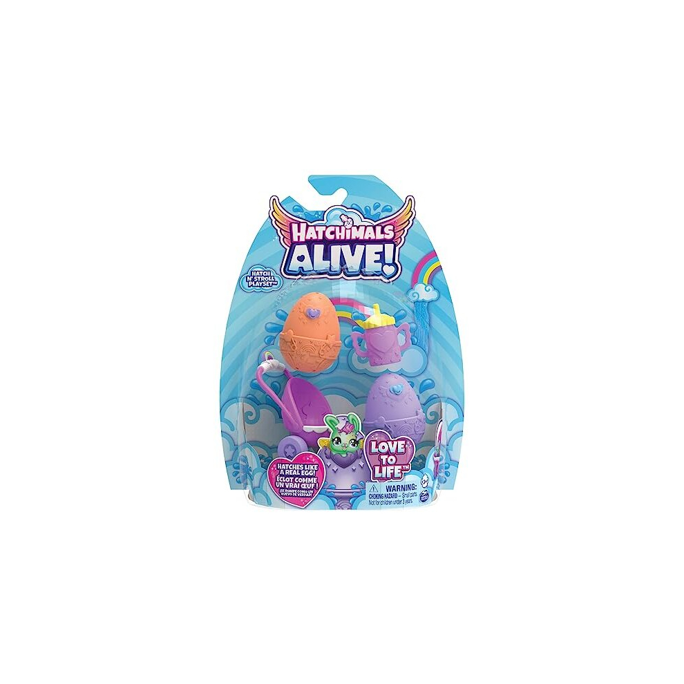 Alive, Hatch N' Stroll Playset with Pushchair Toy and 2 Mini Figures in Self-Hatching Eggs, Kids' Toys for Girls and Boys Aged 3 and up