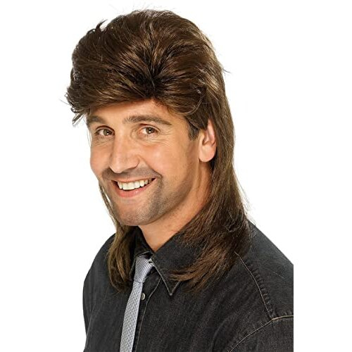 Smiffy's 80's Style Mullet Jason Wig Brown Mix