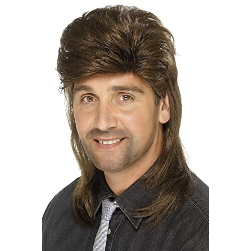 Smiffy's 80's Style Mullet Jason Wig Brown Mix 1