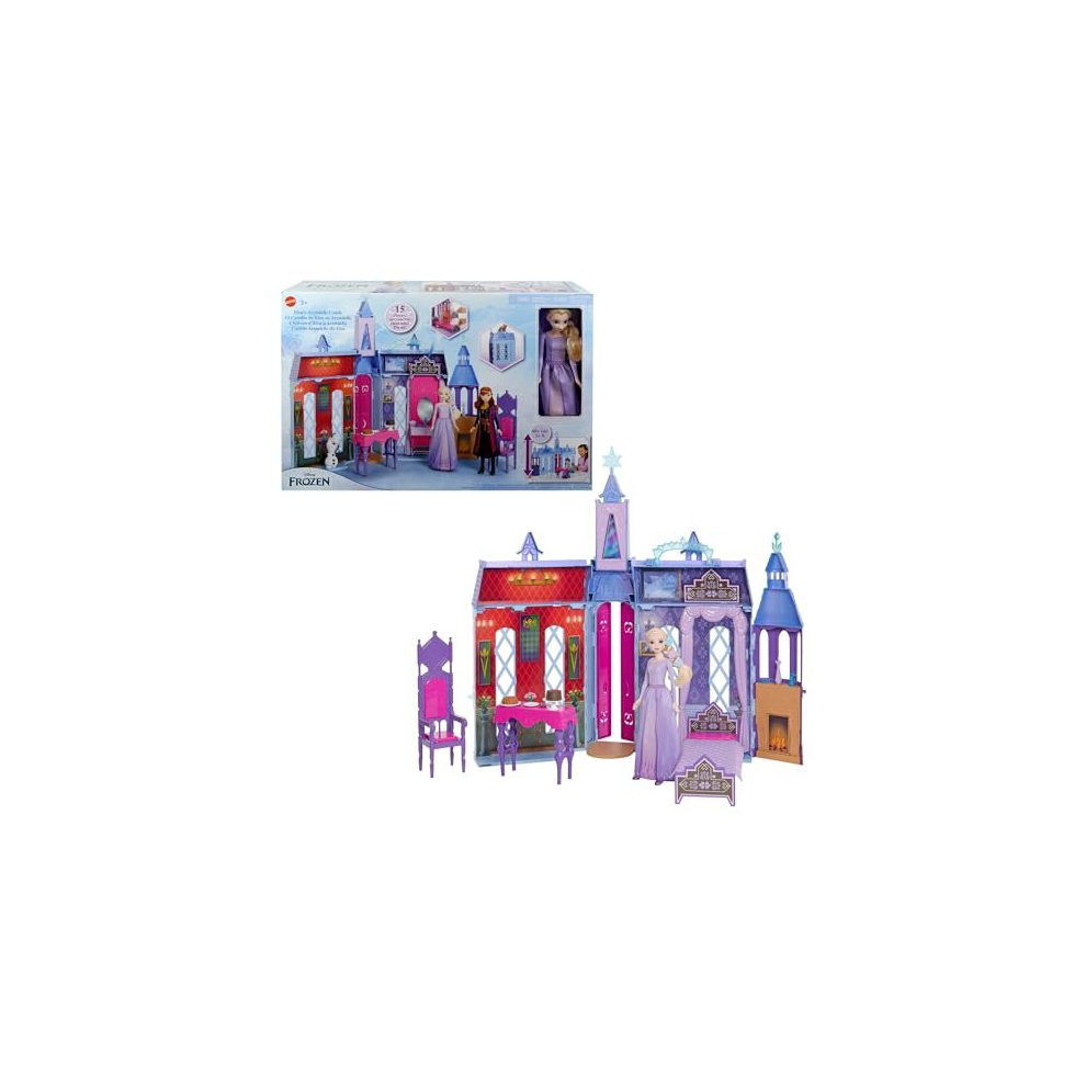 Disney Frozen Elsa's Arendelle Castle, 60 Cm Dollhouse With Carrying Handle, Includes One Elsa Doll And 15 Doll Accessories, Toys For Ages 3 And Up, One Playset,
