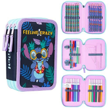 Stitch Pencil Case with Stationery for Girls Frozen Filled Pencil Case School Supplies Colouring Pencils Coloured Markers Stitch Gifts for Girls
