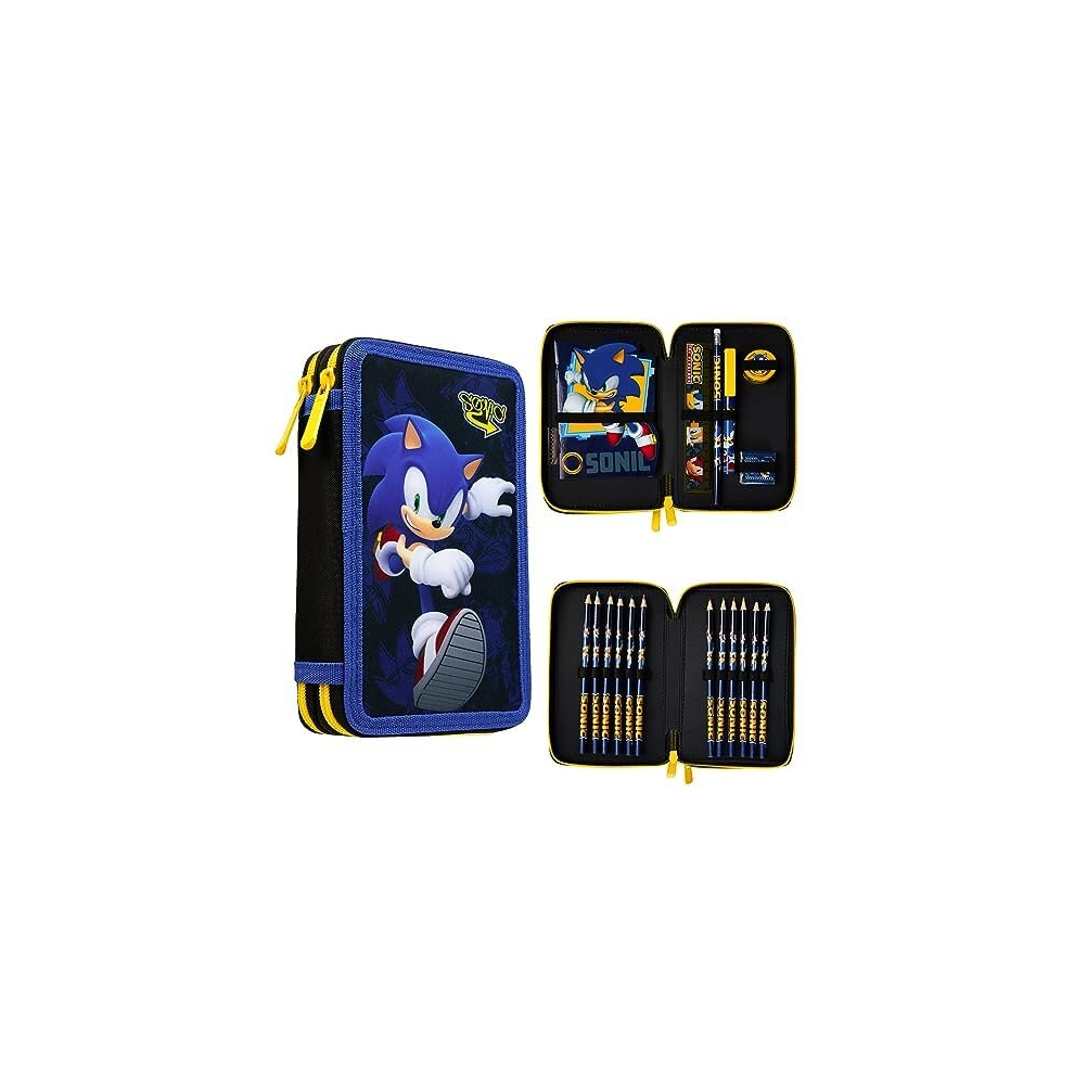 Sonic The Hedgehog Pencil Case With Stationery Included School Supplies Filled Pencil Case Colouring Pencils Boys Gifts