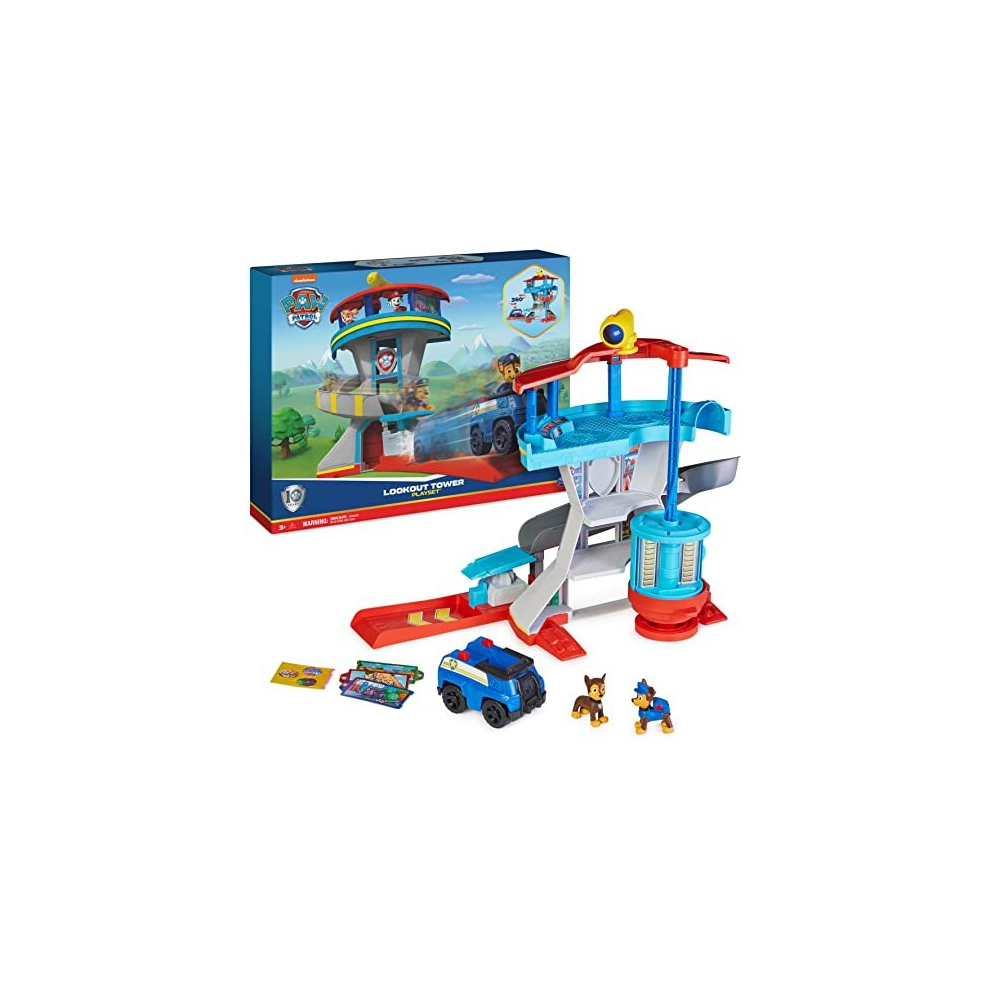 Paw Patrol Lookout Tower Playset With Toy Car Launcher, 2 Chase Action Figures, Chase's Police Cruiser And Accessories, Kids' Toys For Ages 3 And Up