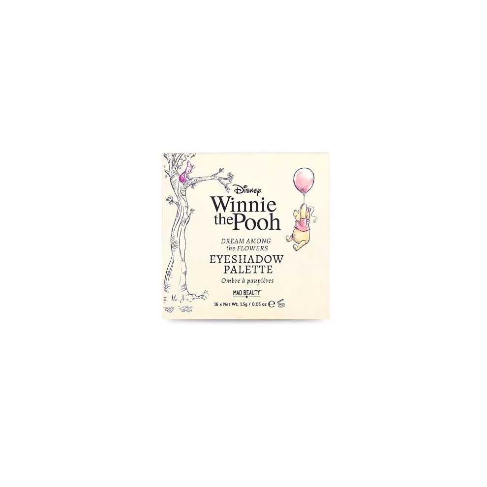 Mad Beauty Disney Winnie The Pooh Sixteen Shade Eyeshadow Palette With Built-In Mirror, Self-Care & Cosmetic Gift