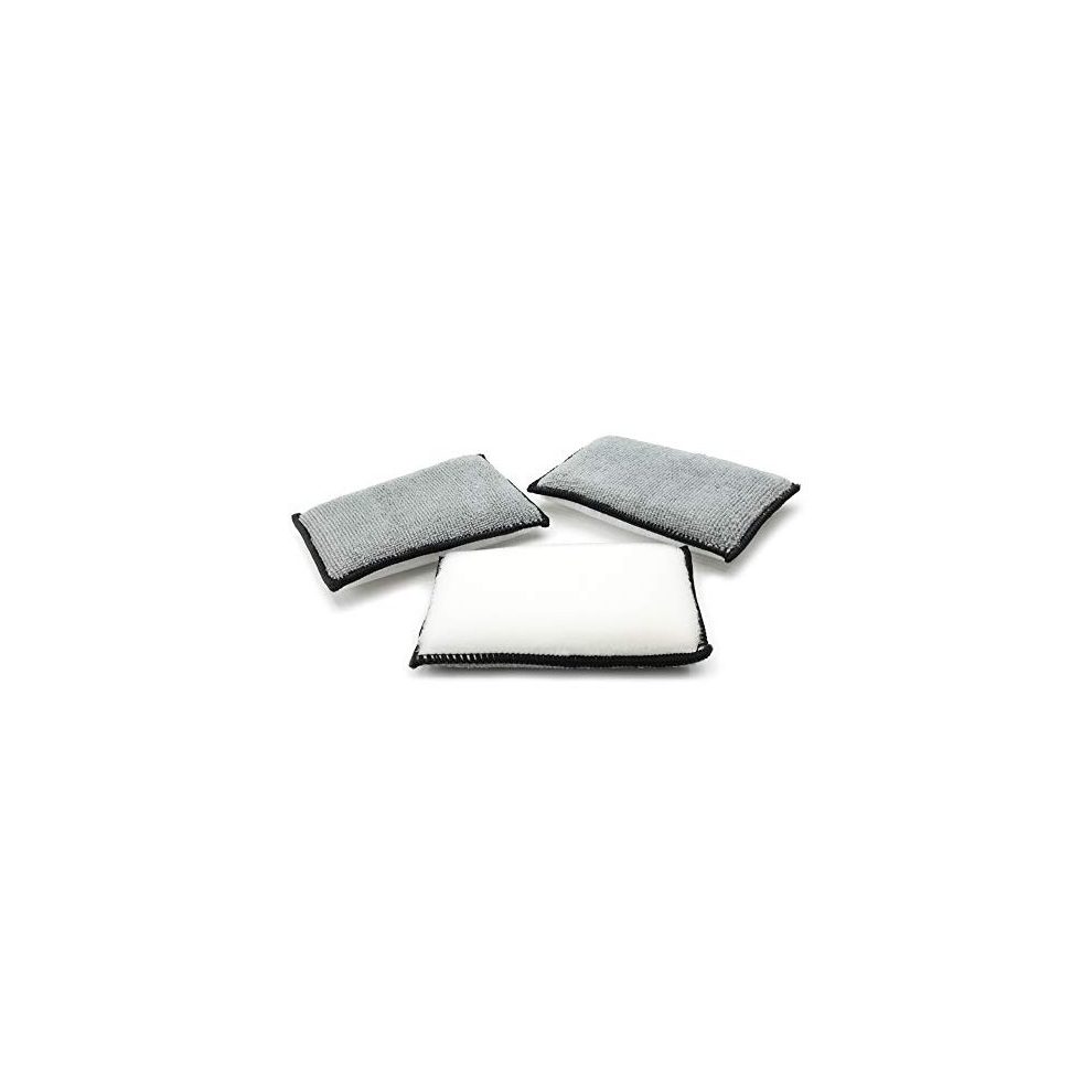 Scrub Ninja - Interior Scrubbing Sponge (5ÂX3â) For Leather, Plastic, Vinyl And Upholstery Cleaning () White/Gray 817397022733