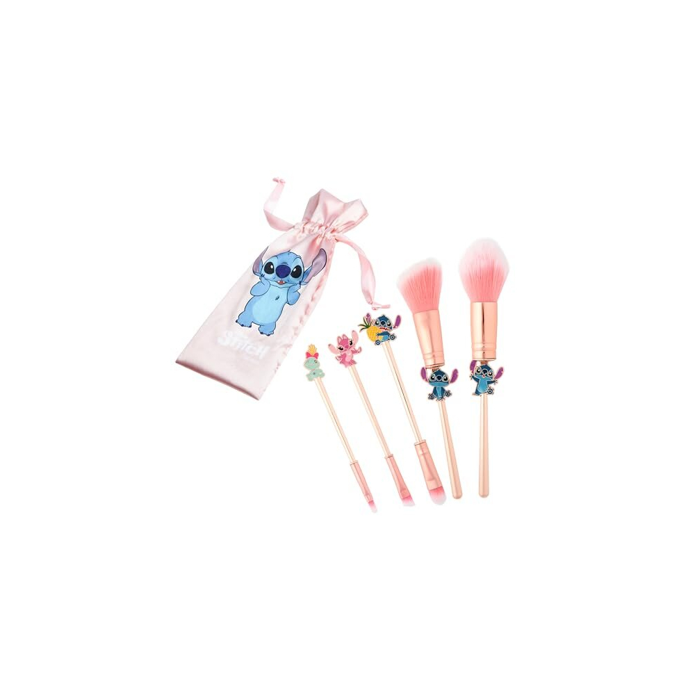 Stitch Makeup Brush Set for Women Fluffy Makeup Headband Eyeshadow Brushes Travel Case Stitch Gifts (Pink)