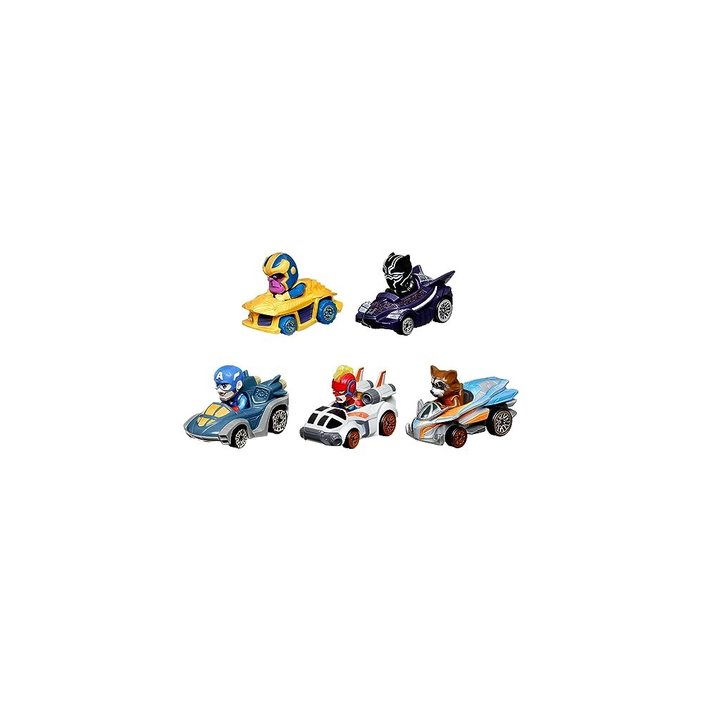 RacerVerse, Set of 5 Die-Cast Marvel Toy Cars Optimized for Hot Wheels Track Performance with Popular Marvel Characters as Drivers, Gift for Kids &