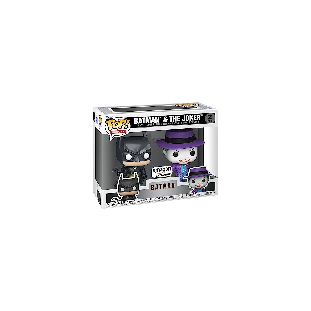 POP! Heroes: Batman - (1989) - 2 Pack Joker & Batman - (Metallic) - DC Comics - Amazon Exclusive - Collectable Vinyl Figure - Gift Idea - Official