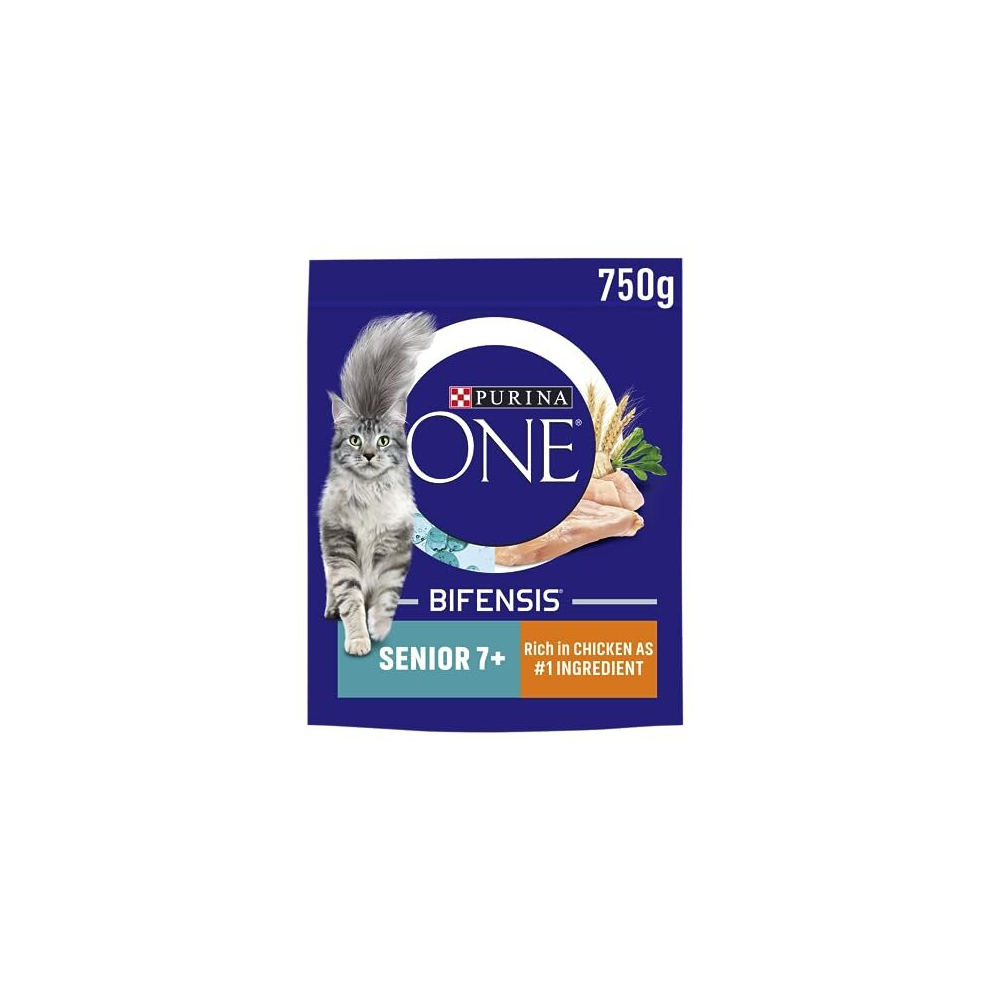 New Purina 7+ Dry Cat Food Rich In Chicken 750G (Pack Of 4), Packaging May Vary