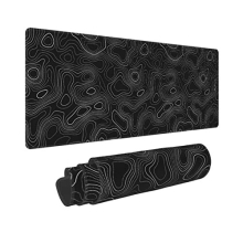 Topographic Mouse Pad Gaming Large XL Long Extend Black and White Mousepad Big Full Keyboard Desk Mat for Computer Laptop Office Non-Slip Rubber