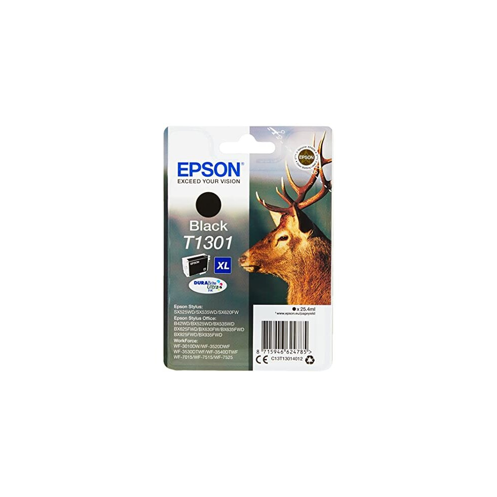 Epson T1301xl Black Stag Genuine High Yield Durabrite Ultra Ink Cartridge