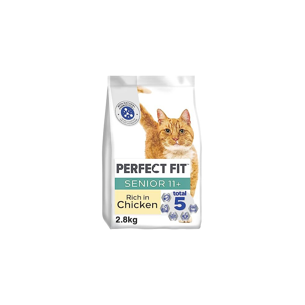 Senior 11+ Complete Dry Cat Food for Senior Cats Aged 11+ Years, Rich in Chicken, 3 Bags (2.8 kg)