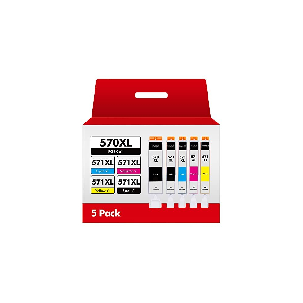 5-Pack 570XL 571Xl Ink Cartridges High Yield Replacement Canon Pgi-570Xl Cli-571Xl Compatible W/Pixma Mg5700 Mg5750 Mg5751 Mg6851 Ts5050 Ts5051 Ts6050 6975970211234