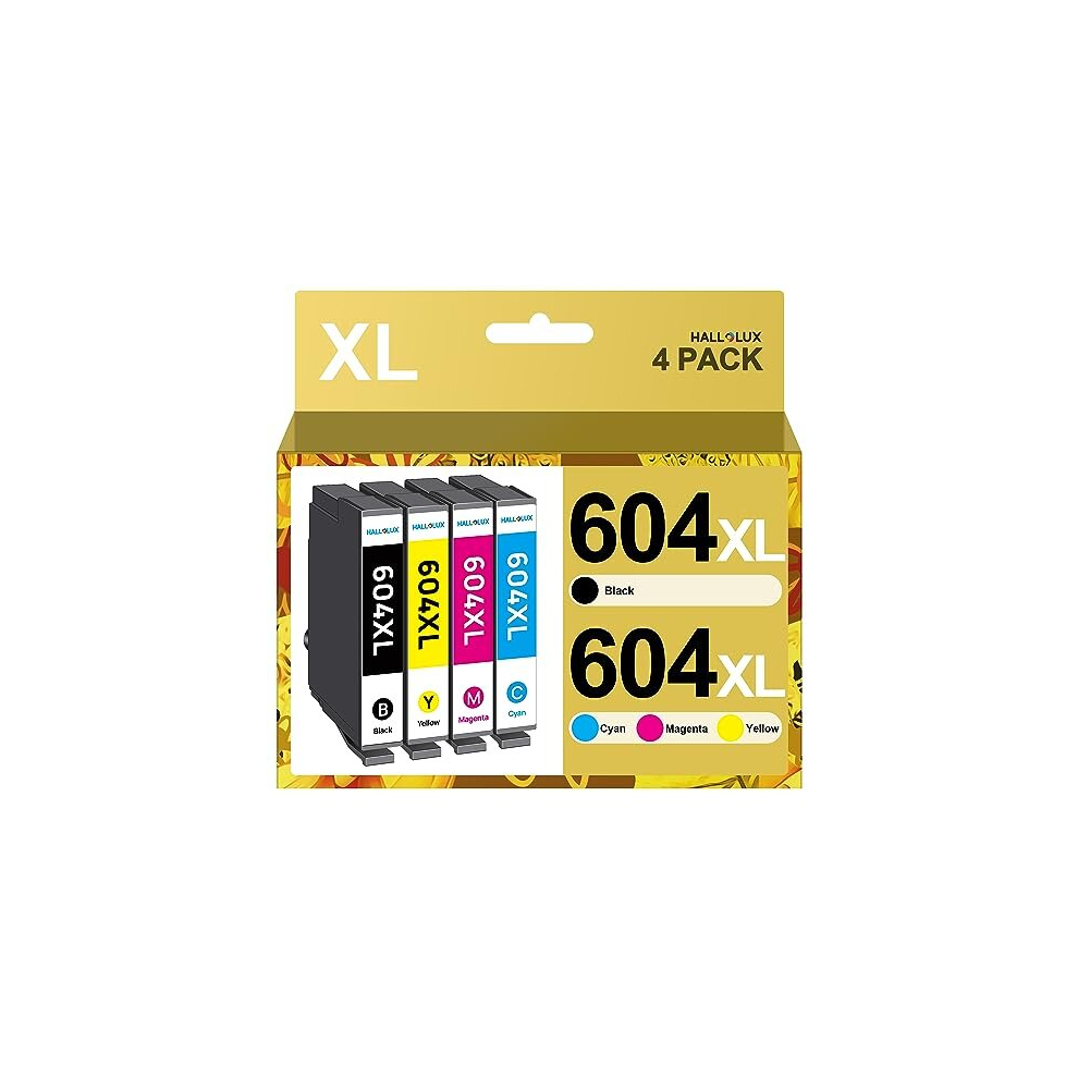 Hallolux 604XL High-Yield Ink Cartridges 4-Color Set For Epson Xp-2200/2205/3200/3205/4200/4205 & Wf-2910Dwf/2930Dwf/2935Dwf Black 6975970211050