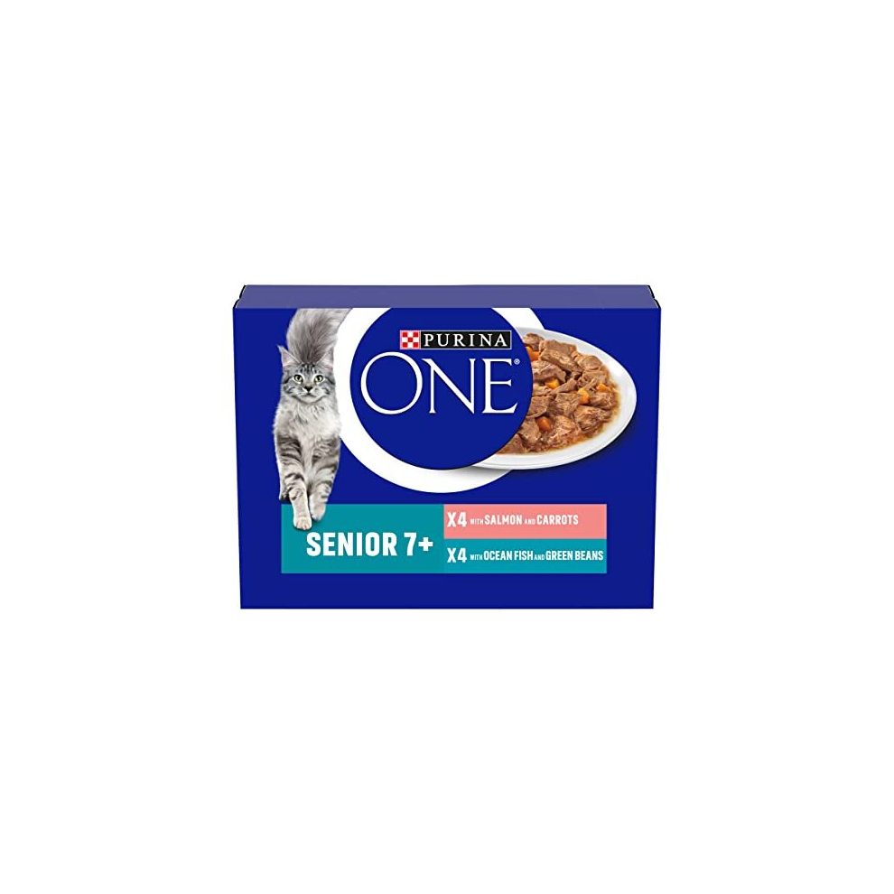 Purina Senior 7+ Wet Cat Food Salmon And Ocean Fish 8X85g, Pack Of 5
