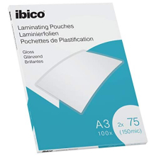 A3 Laminating Pouches, Gloss Finish, 150 Micron, Pack of 100, Crystal Clear, 627319