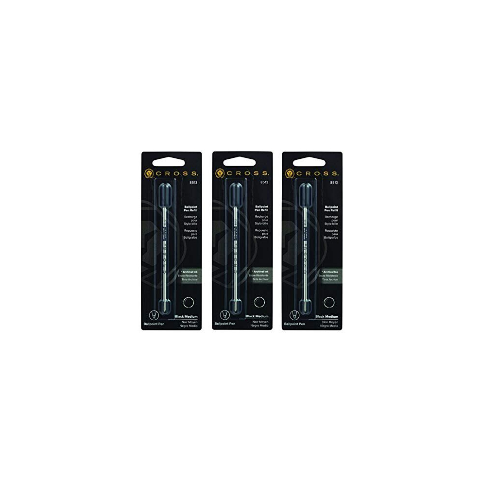 Cross Medium Ballpoint Pen Refill - Black (Pack Of 3)