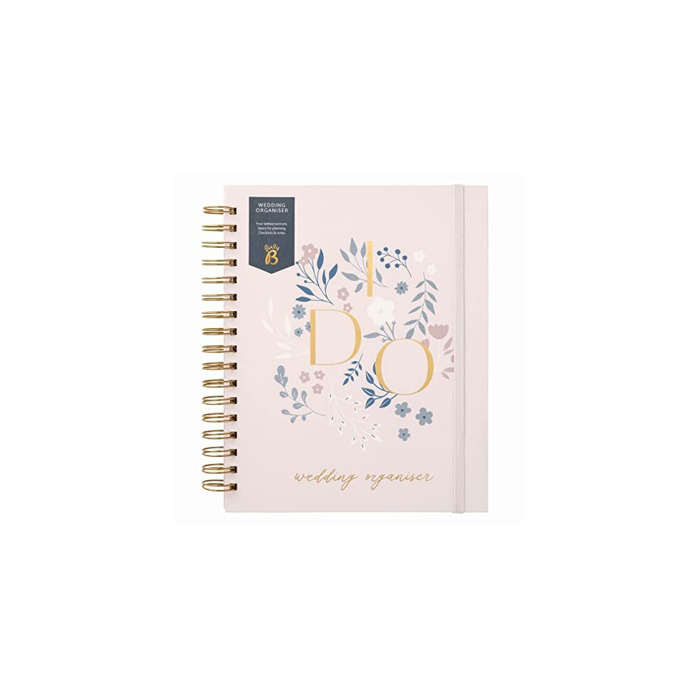 Busy B Pink/Gold Wedding Organiser - Beautiful And Spiral-Bound Wedding Organiser With Four Tabbed Sections, Checklists, Notes And Storage Pockets