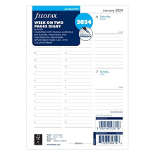 A5 Week on two pages column format English 2024 diary, White