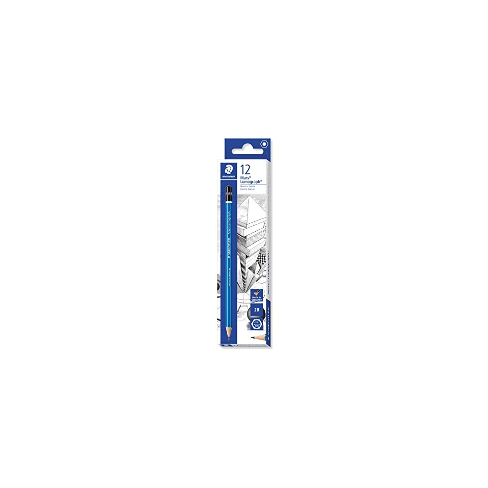 Staedtler 100-2B Mars Lumograph Graphite Pencils For Drawing & Sketching - 2B (Box Of 12), Black
