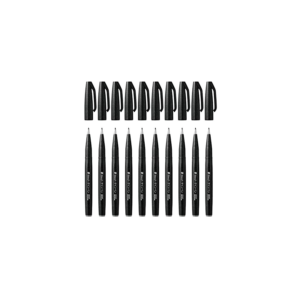 Pentel Brush Sign Pen - Pack Of 10 Black