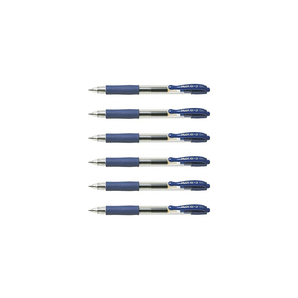 Set of 6 Gel Ink Ballpoint Pens G2 05 Fine Point Blue