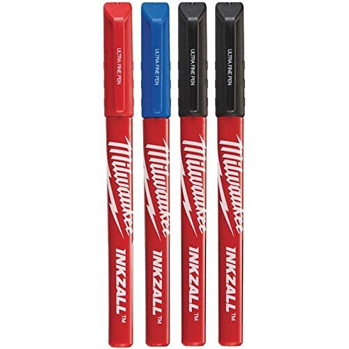 Milwaukee INKZALL Ultra Fine Tip Pen Assorted Colours (Pack 4)