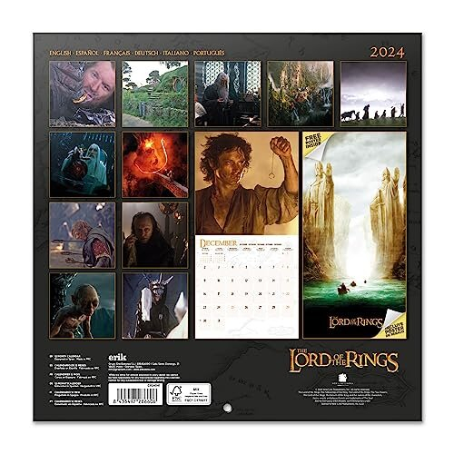 The Lord Of The Rings Wall Calendar 2024 12" x 12" 12 Month Planner