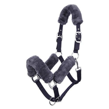 Comfort Headcollar for Horses - Navy/Grey - Soft Fleece Lining - Adjustable & Durable - Full