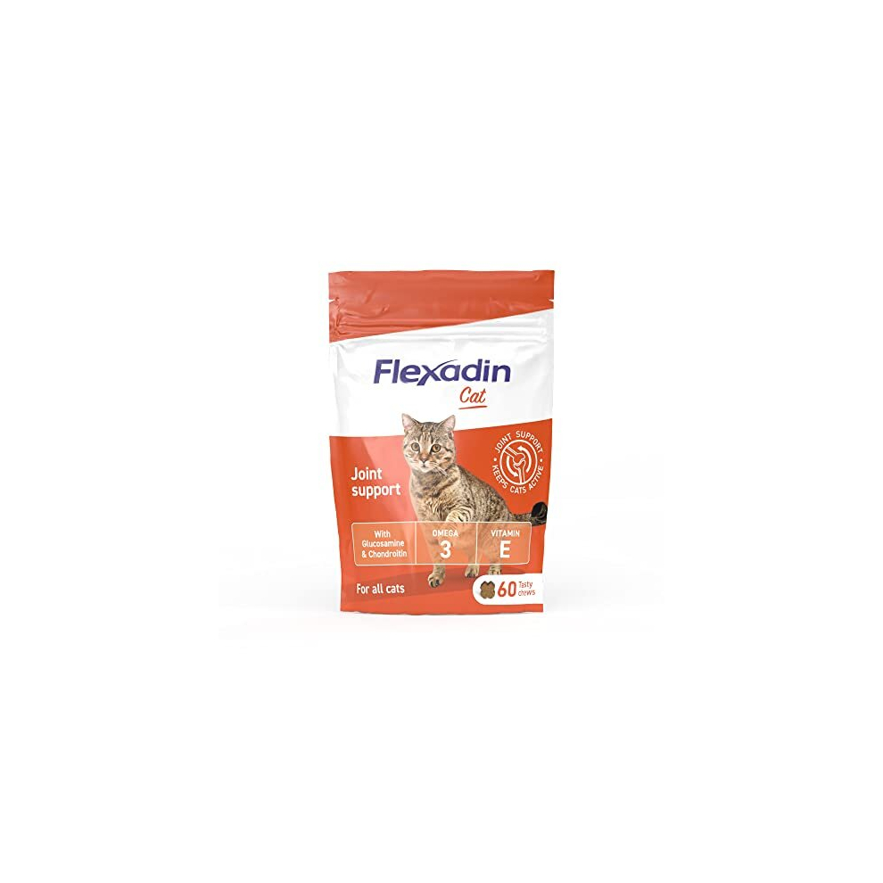 Flexadin Joint Care for Cats | Joint Supplement Chews for Cats | Aids Mobility & Flexibility | Glucosamine, Chondroitin, Omega 3 & Vitamin E | 60