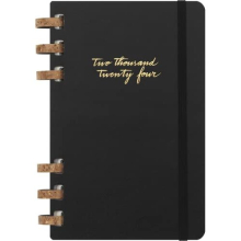 Monthly and Weekly Spiral Agenda 12 Months 2024, Agenda 2024, Size Large 15x21, Hard Cover and Elastic Closure, Colour Black