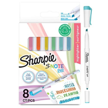 S-Note Duo Highlighters | Dual Ended Pastel Creative Markers | Bullet & Chisel Tip for Highlighting, Drawing, Journaling & More | 8 Count