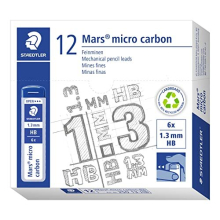 250 13-HB Mars Micro Refill Leads for Mechanical Pencils - HB, 1.3mm (Box of 12 x Tubes of 6 Leads)