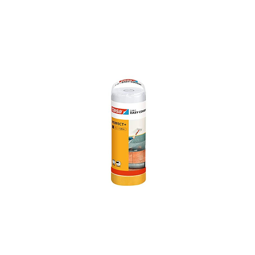 Tesa Easy Cover Perfect+ Refill L - 2In1 Masking Film With Painter's Tape Made Of Washi Paper - For Masking And Covering During Painting Work - 33 M X 4063565092237