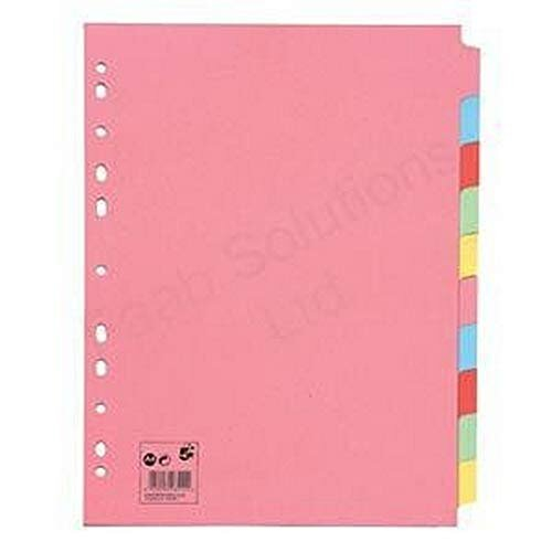 5 Star Office Subject Dividers Multipunched Manilla Board 10-Part Extra Wide A4 Assorted