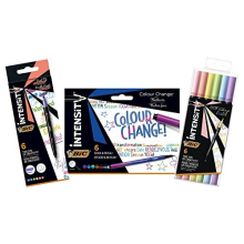 Intensity 2-in-1 Colour Changing Pen Set with Dual Brush and Dual Tip Highlighter Pens - 3 Packs of 6, Multicolor, (503935)