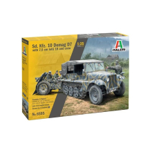 Italy 6595 Sd.Kfz. 10 DEMAG D7 with 7.5 cm Le. IG 18 and Crew, Scale 1:35, Plastic Kit, Model Making